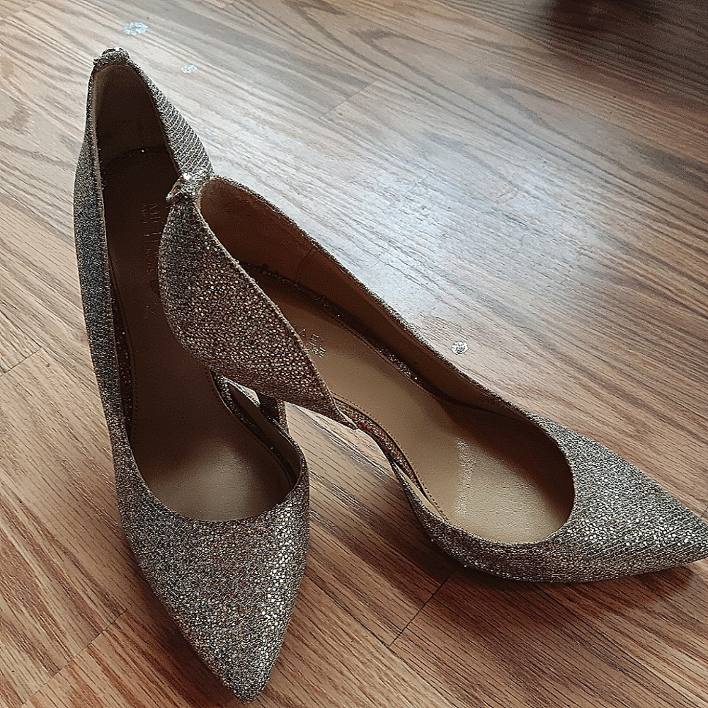 Micheal kors gold glitter high heels